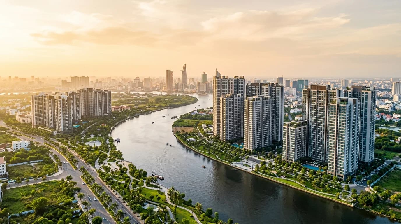 HCMC residential development at golden hour